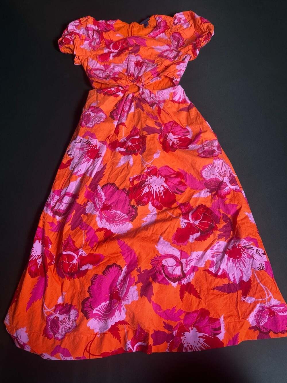 Scoop Floral Cutout Ring Midi Dress Size XS (0-2)